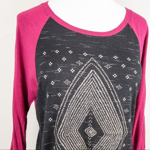 Roxy Diamond Raglan 3/4 Sleeve Tee - Size Small - Picture 5 of 7